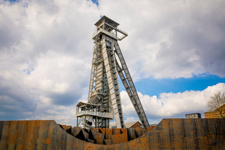 Genk, Belgium, April 2022: View on one of the coal mine shafts of C-mine in Genk, Belgiumのeditorial素材
