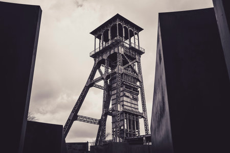 Genk, Belgium, April 2022: View on one of the coal mine shafts of C-mine in Genk, Belgiumのeditorial素材