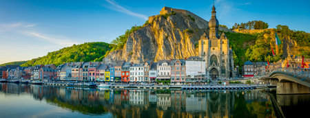 Dinant, Belgium, May 2022: Panorma view on the city of Dinant in Wallonia, Belgiumのeditorial素材