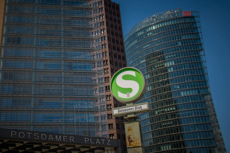 Berlin, Germany, June 2022: View on Potsdamer Platz S-bahn sign in Berlin, Germanyのeditorial素材