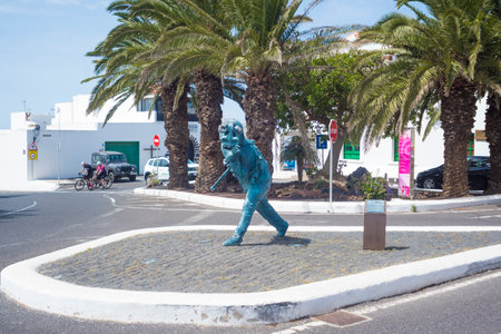 Teguise, Lanzarote, Spain, March 2023: View on the statue Elegua, el diablillo de Teguiseのeditorial素材