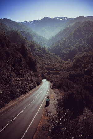 View on Pinar de GarafÃ­a from Pino de la Cruz del Castillo on the LP-1 on La Palma, Canary Islands of Spainの写真素材