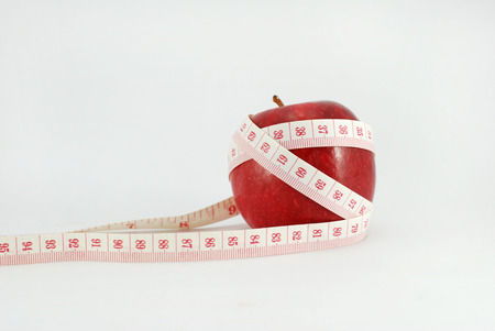 Apple, Diet concept on white backgroundの写真素材