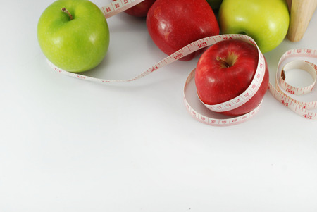 Apple,Fruit concept diet on a wooden floor.の写真素材