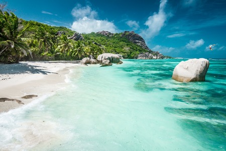 The most beautiful beach of Seychelles - Anse Source DArgentの写真素材