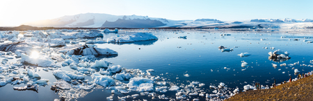 Spectacular glacial lagoon in Iceland with floating icebergsの写真素材