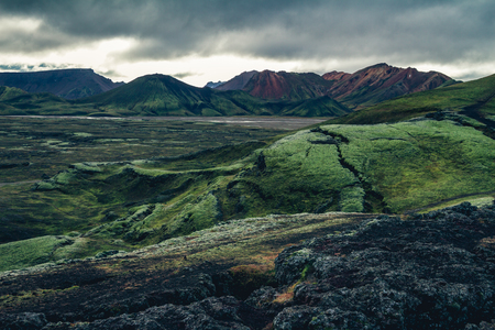 Surreal and colorful landscape of Icelandの写真素材