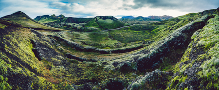 Surreal and colorful landscape of Icelandの写真素材