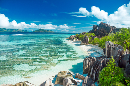The most beautiful beach of Seychelles - Anse Source DArgentの写真素材
