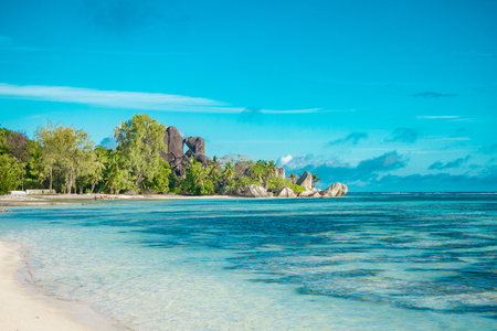 The most beautiful beach of Seychelles - Anse Source DArgentの写真素材