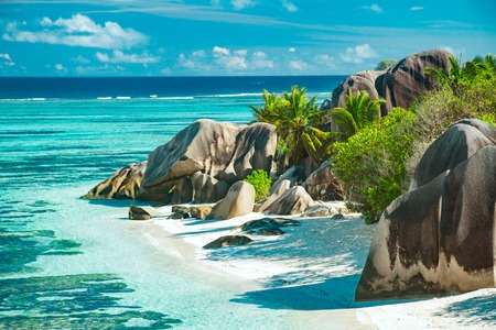 The most beautiful beach of Seychelles - Anse Source DArgentの写真素材