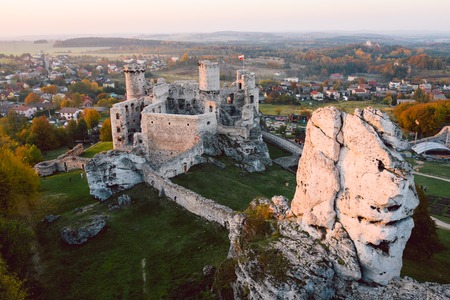 medieval castle ruins located in Ogrodzieniec, Polandの写真素材