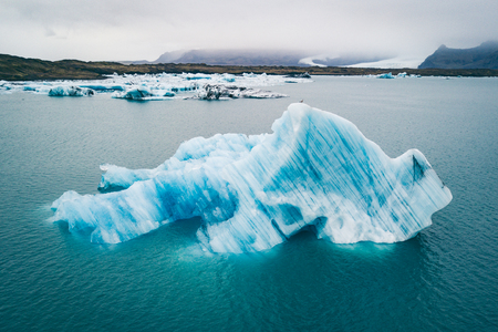 Spectacular glacial lagoon in Iceland with floating icebergsの写真素材