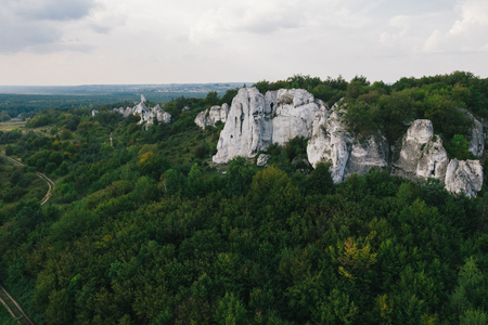 Amazing Polish limestone rocks of so called Jurassic Highlandの写真素材