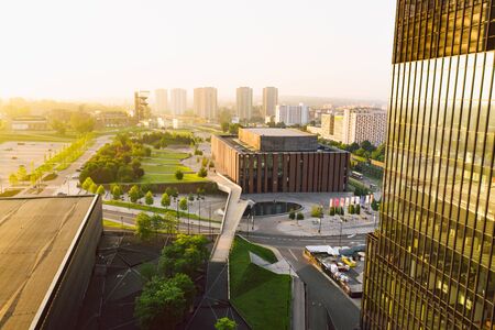 KATOWICE, POLAND - JUNE 08, 2019: Modern concert hall of The National Orchestra of Polish Radio located in a modern district of Katowice.のeditorial素材