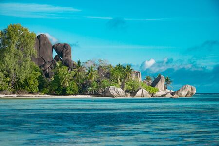 The most beautiful beach of Seychelles - Anse Source DArgentの写真素材