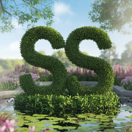 Number 90 made of green leaves in the garden. 3d renderの素材