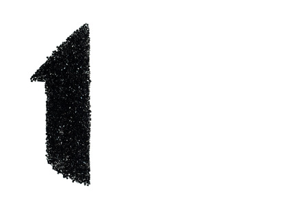 Black number made from beads on white background. Isolated.の写真素材