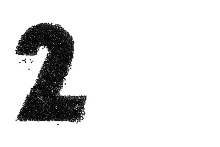 Black number made from beads on white background. Isolated.の写真素材