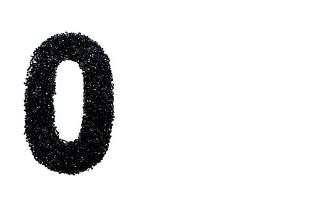 Black number made from beads on white background. Isolated.の写真素材
