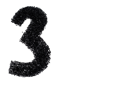 Black number made from beads on white background. Isolated.の写真素材