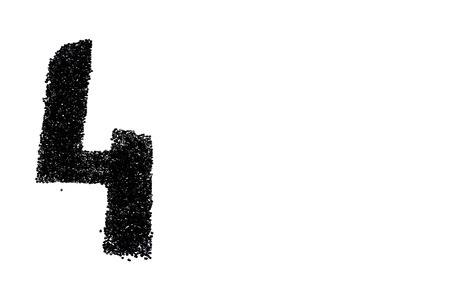 Black number made from beads on white background. Isolated.の写真素材