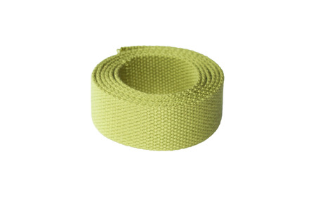 Lime Green Cotton Webbing isolated on white backgroundの写真素材