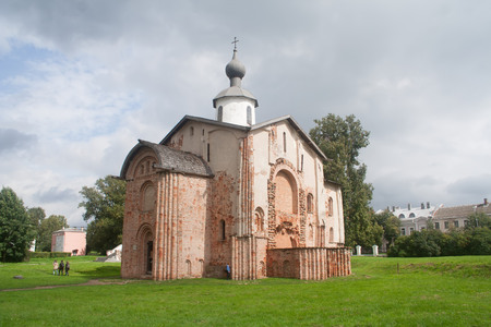 Russian Orthodox medieval church in Veliky Novgorod, Russia. Architecture summer landscape of architecture landmarkの写真素材