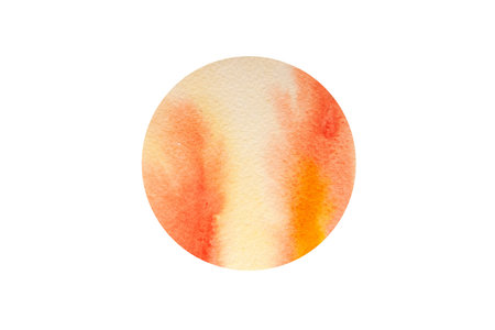 Watercolor hand drawn dot abstract background. Banner for text, grunge element for decoration. Watercolor circle isolated on white. Element, symbol of feng shui in flat design: fire.の写真素材