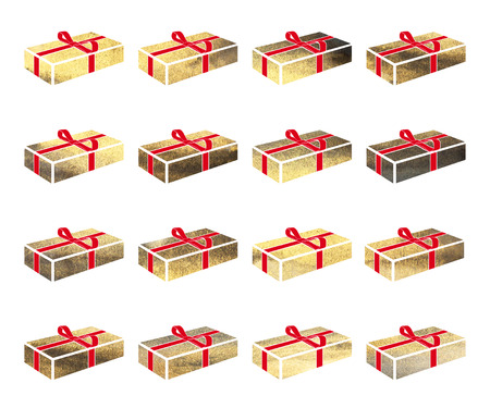 gold box with a gift for Christmas.の写真素材