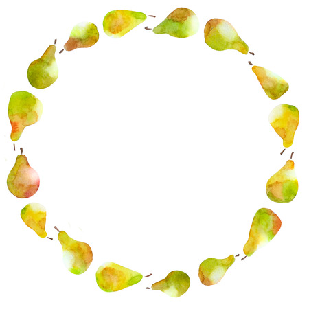 set of ripe pears, watercolor sketchの写真素材