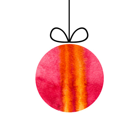 Merry Christmas and happy new year illustration. Vector 10 eps fire red poster. Tree toys isolated on white background.のイラスト素材
