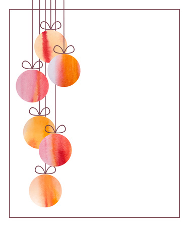 Merry Christmas and happy new year illustration. Vector 10 eps fire red poster. Tree toys isolated on white background.のイラスト素材
