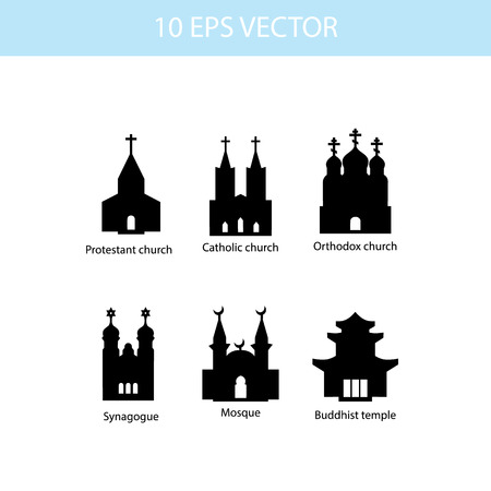 Vector set illustration of temples, vector iconsのイラスト素材