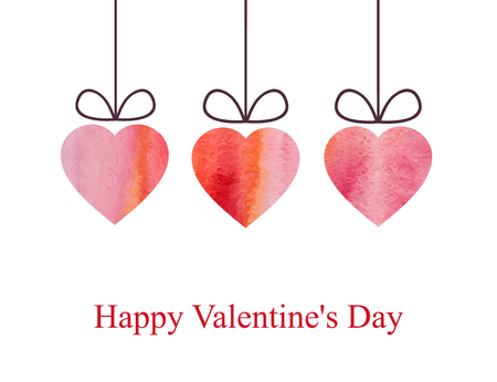 Valentine's day abstract background with hearts isolated on white. Vector watercolor love illustrationのイラスト素材