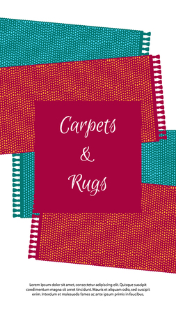 Carpet vector illustration, colorful banner. Rugs isolated on white background, top view.のイラスト素材