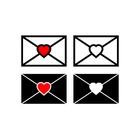 Envelope heart logo icon setのイラスト素材