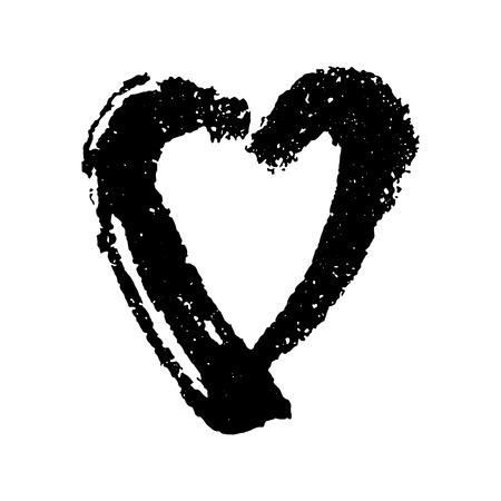 Vector sign of a heart. Hand painted ink background.のイラスト素材