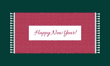 Happy New year text on carpet background, top view of rug. Vintage illustrationのイラスト素材