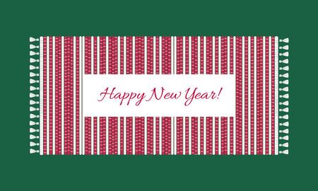 Happy New year text on carpet background, top view of rug. Vintage illustrationのイラスト素材