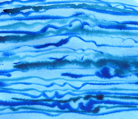 Hand drawn blue watercolor background with stripesの写真素材