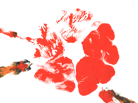 Acrylic abstract print isolated on white. Hand drawn art backgroundの写真素材