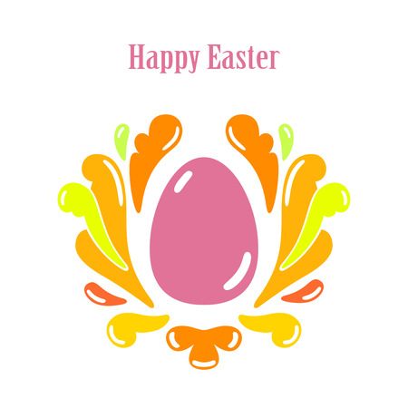 Happy Easter greeting card template with egg. Vector Illustration isolated on white backgroundのイラスト素材