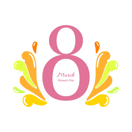 8 March Women's Day greeting card template, isolated on white backgroundのイラスト素材