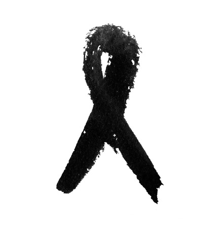 Black ink paint stroke isolated on a white background. Aids awareness sign.の写真素材