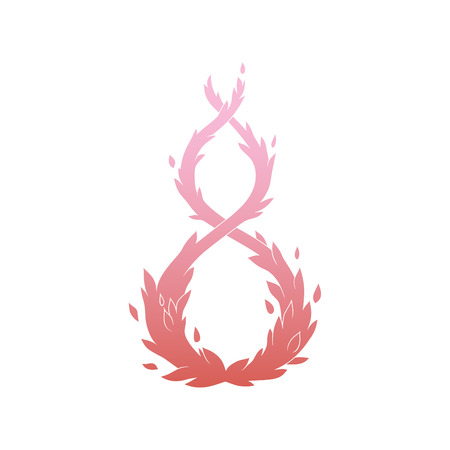 Pink spiral floral element isolated on white background.のイラスト素材