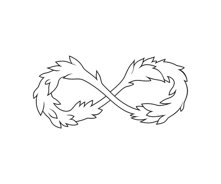 Infinity sign with leaves isolated on white backgroundのイラスト素材