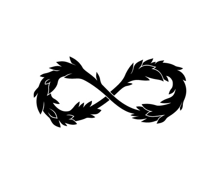 Infinity sign with leaves isolated on white backgroundのイラスト素材