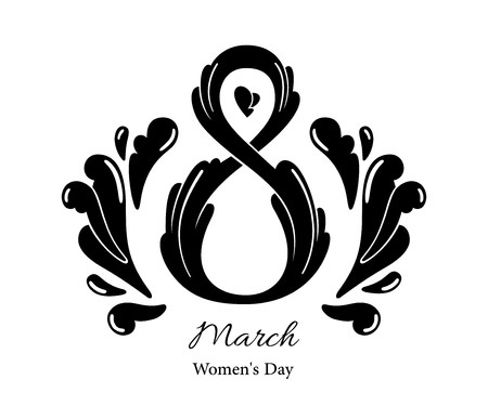 8 March Women's Day greeting card template, isolated on white backgroundのイラスト素材