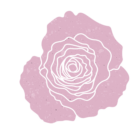 Pink silhouette of rose, vector illustration isolated on white background.のイラスト素材